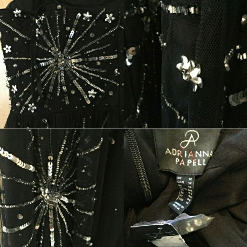 Adriana Papell Embellished Strapless Mesh Gown - Picture 7 of 8